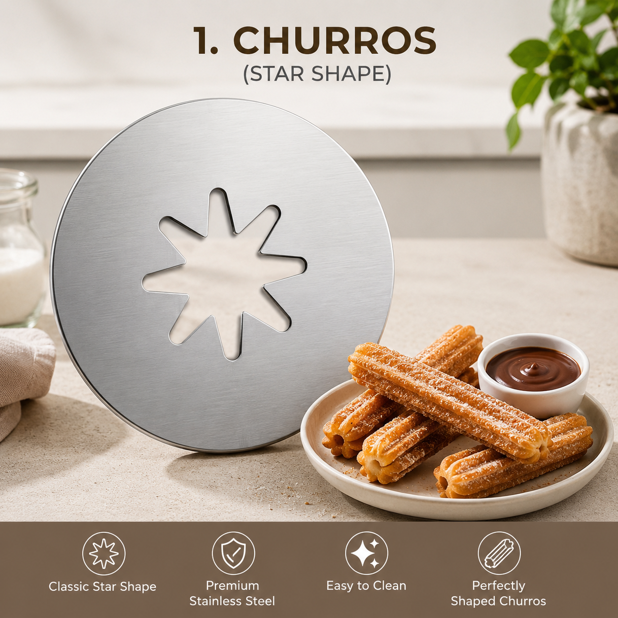 Mold Discs for Idiyappam, Murukku, Churros and more (5 Mold Set)