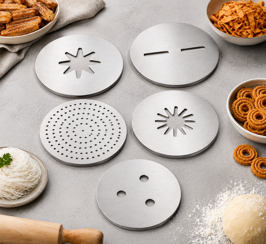 Mold Discs for Idiyappam, Murukku, Churros and more (5 Mold Set)